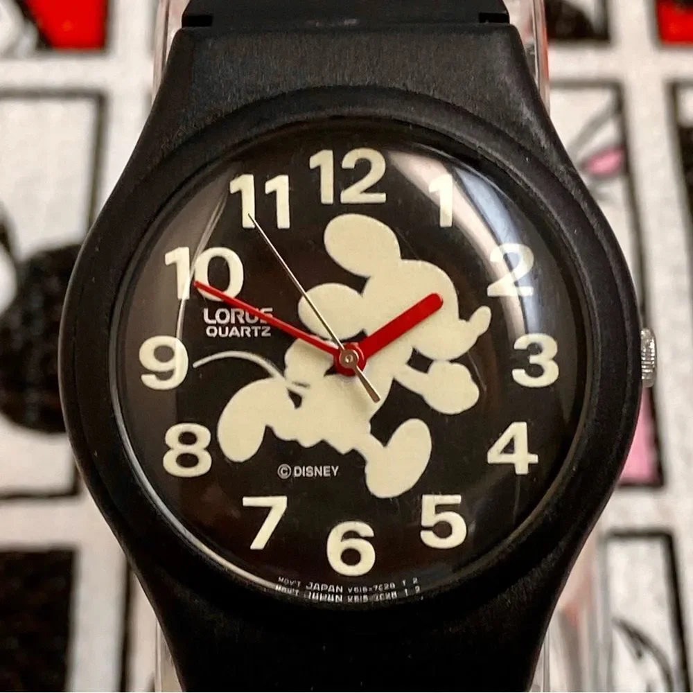 Vintage Disney X Lorus by Seiko Running Mickey Mouse Glow in the Dark Watch